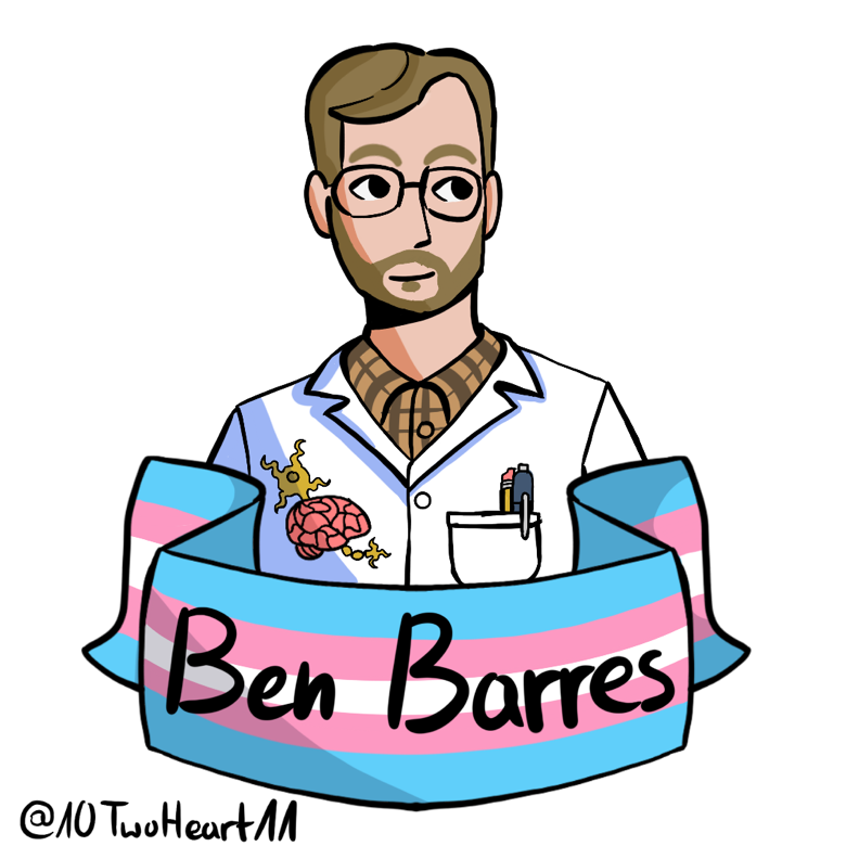 Illustrated portrait of Ben Barres. License CC BY-NC-SA 4.0 TwoHeart, https://www.instagram.com/10twoheart11/