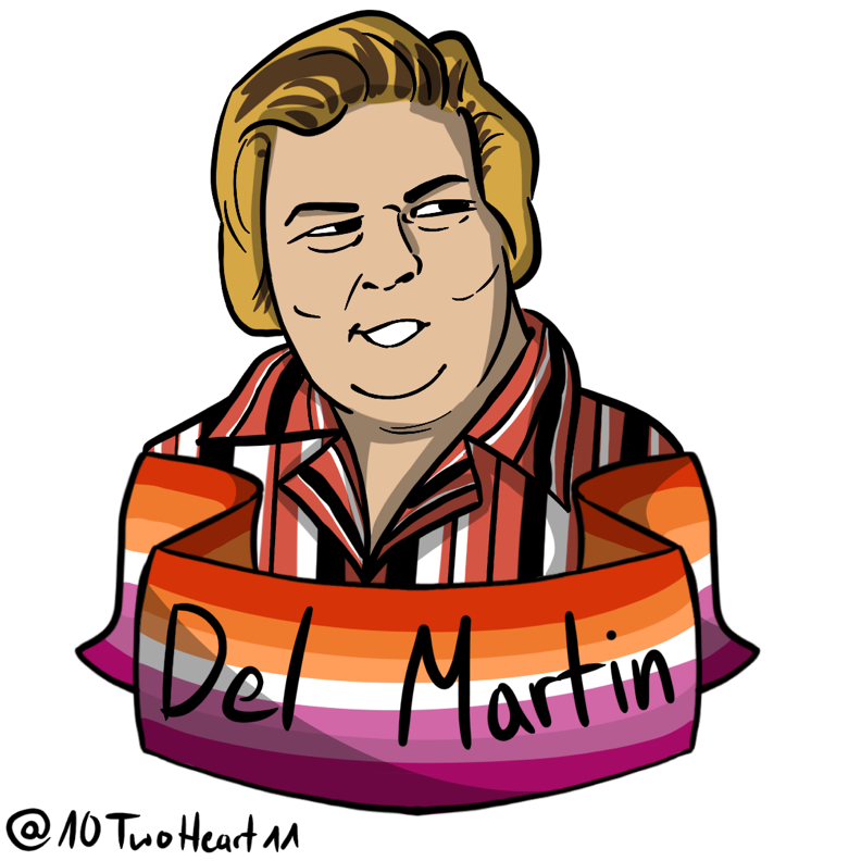 Illustrated portrait of Del Martin. License CC BY-NC-SA 4.0 TwoHeart, https://www.instagram.com/10twoheart11/