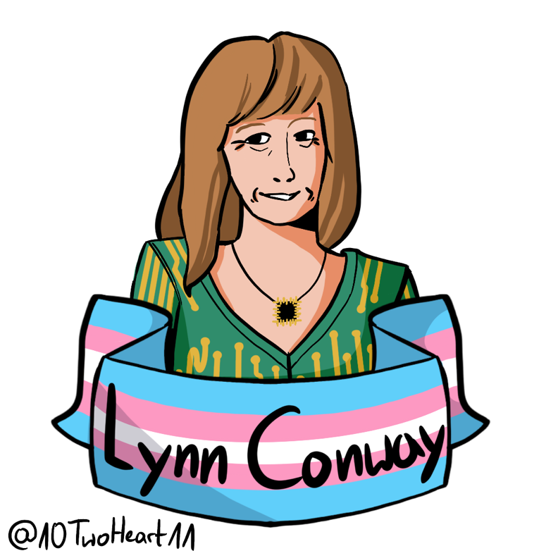 Illustrated portrait of Lynn Conway. License CC BY-NC-SA 4.0 TwoHeart, https://www.instagram.com/10twoheart11/